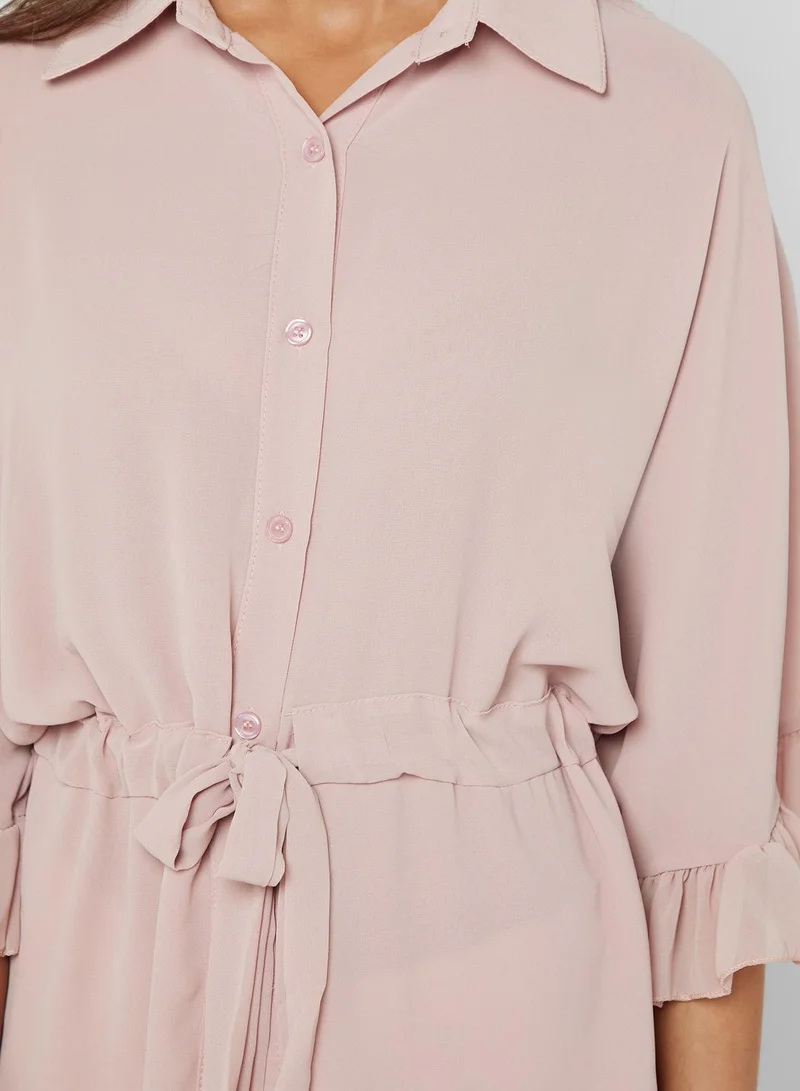 Ginger Ruffle Sleeve Drawstring Shirt