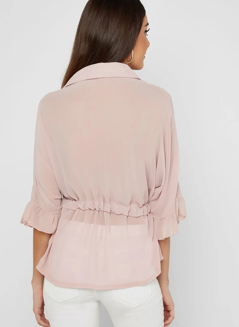 Ginger Ruffle Sleeve Drawstring Shirt