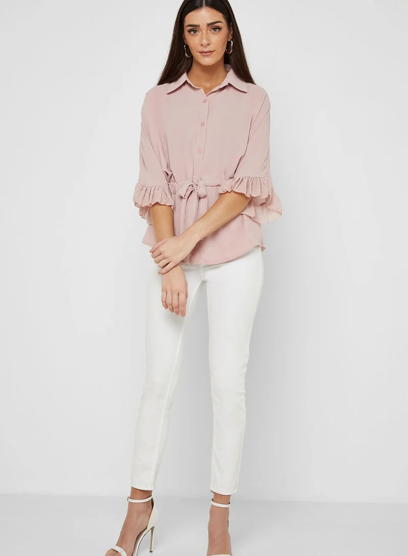 Ginger Ruffle Sleeve Drawstring Shirt