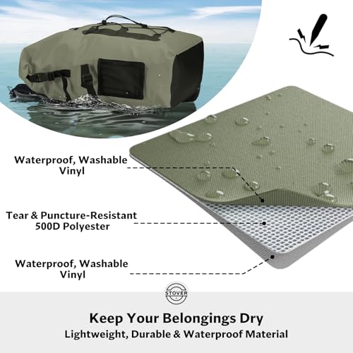 STOVER 51025304055L Waterproof Dry Backpack Phone Case 2XL Floating Dry Bag for Kayaking Travel Hiking Fishing Camping Motorcycles Beach HeavyDuty Roll Top MenWomen Green - Image 3