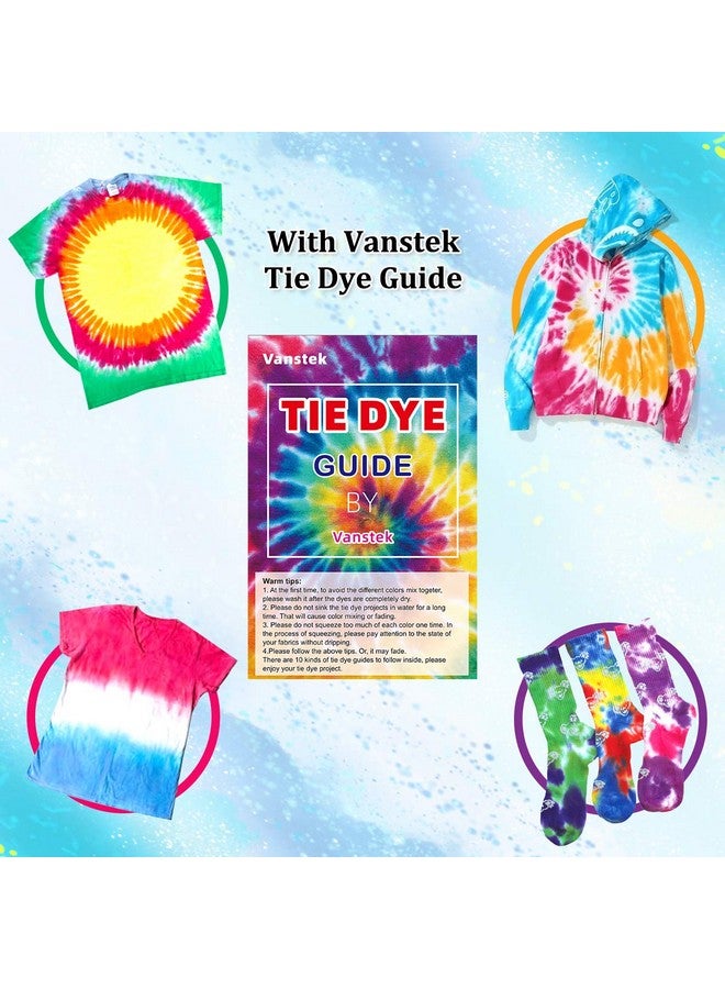 Vanstek Tie Dye Kit 24 Colors Tie Dye Shirt Diy Fabric Dye For Women Kids Men With Rubber Bands Gloves Plastic Film And Table Covers For Family Friends Group Party Supplies - Image 4