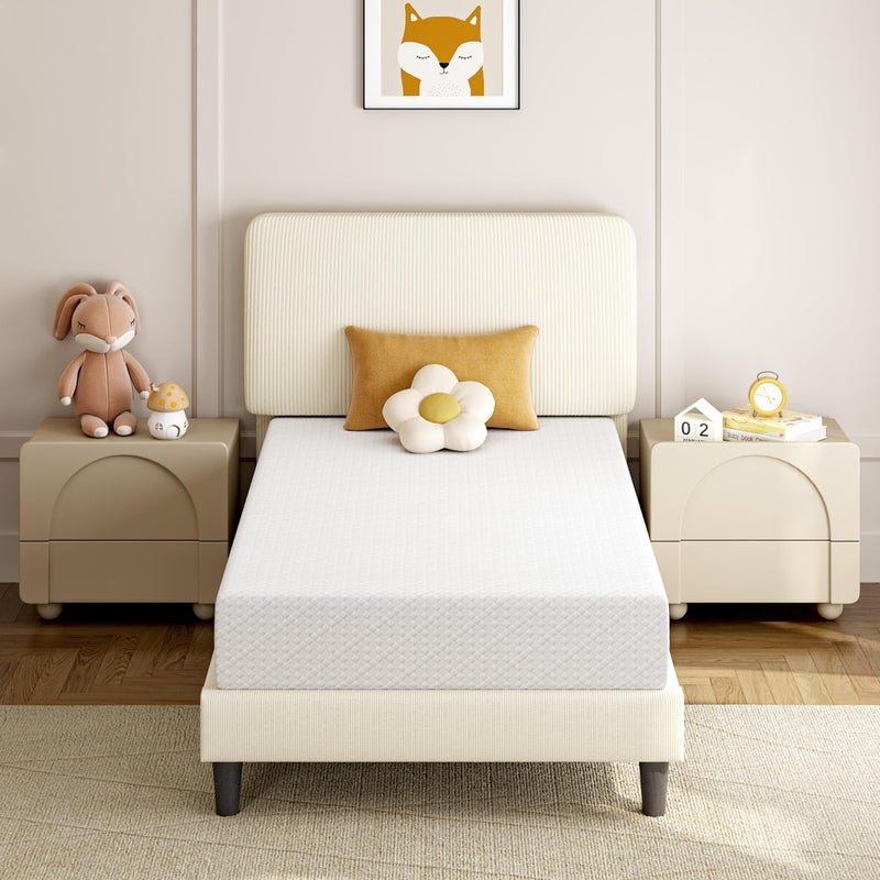 Yaheetech 8 Inch Twin Mattress 3 Foam Layer Cooling Gel Memory Foam Mattresses Green Tea for Fresher Sleep Medium Firm CertiPURUS Certified Twin Size Mattress in a Box