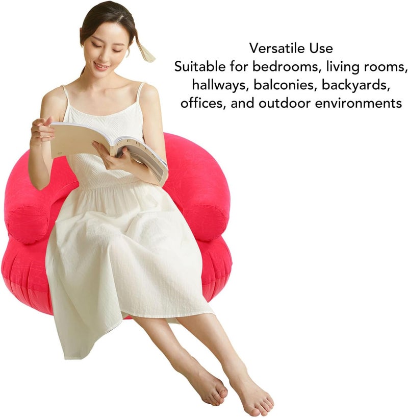 AUNMAS Inflatable Sofa Chair, Comfortable Seating Experience with Flocking Fabric, Durable Design for Adults, Easily Portable and Suitable for Indoor and Outdoor U (Rose Red) - Image 4