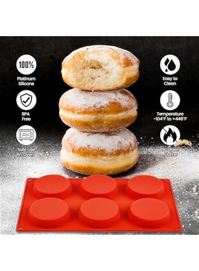 Muffin Top Pan, Silicone Egg Molds for Breakfast Sandwiches 3 Inch Round Egg Baking Pan for Oven English muffins, Whoopie Pies, Corn Bread, Egg bites, Tarts 2 Pack Red - Image 5