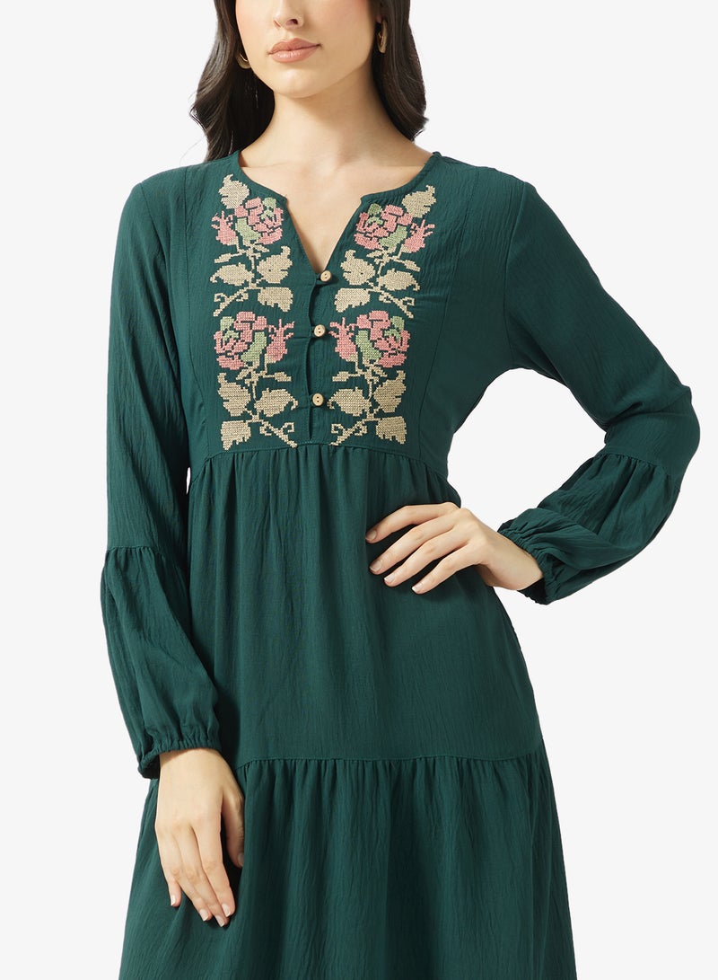 Ripples Ladies Long Dress With Embroidery - Image 3