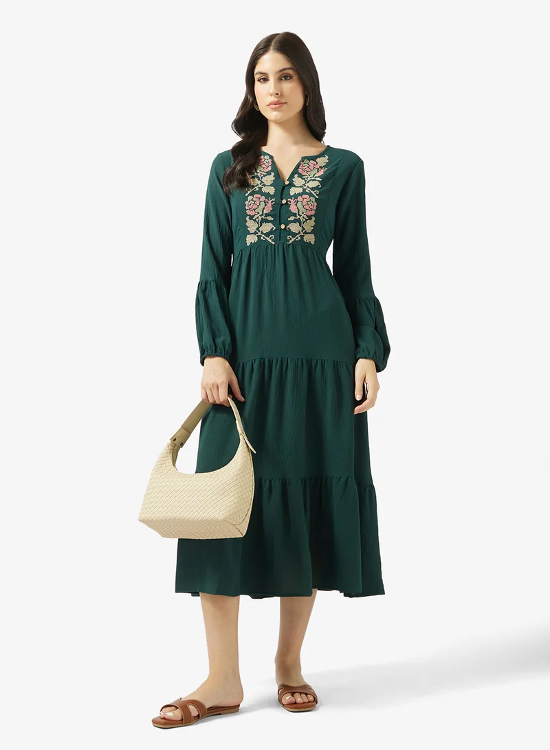 Ripples  Ladies Long Dress With Embroidery for Women | Best Price UAE