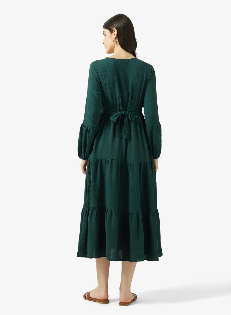 Ripples Ladies Long Dress With Embroidery