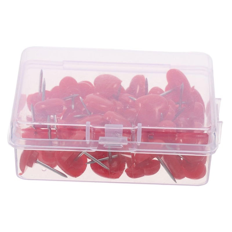 Red Heart Shaped Push Pins 100pcs Decorative Thumb Tacks for Notice Cork Boards Office Home School Organization - Image 2