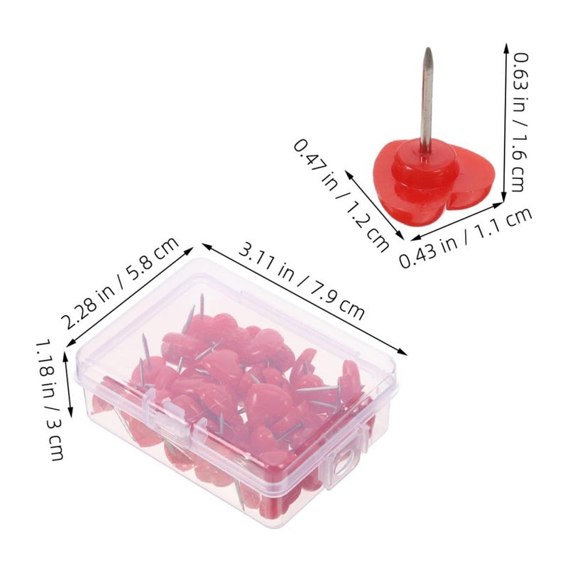 Red Heart Shaped Push Pins 100pcs Decorative Thumb Tacks for Notice Cork Boards Office Home School Organization - Image 3