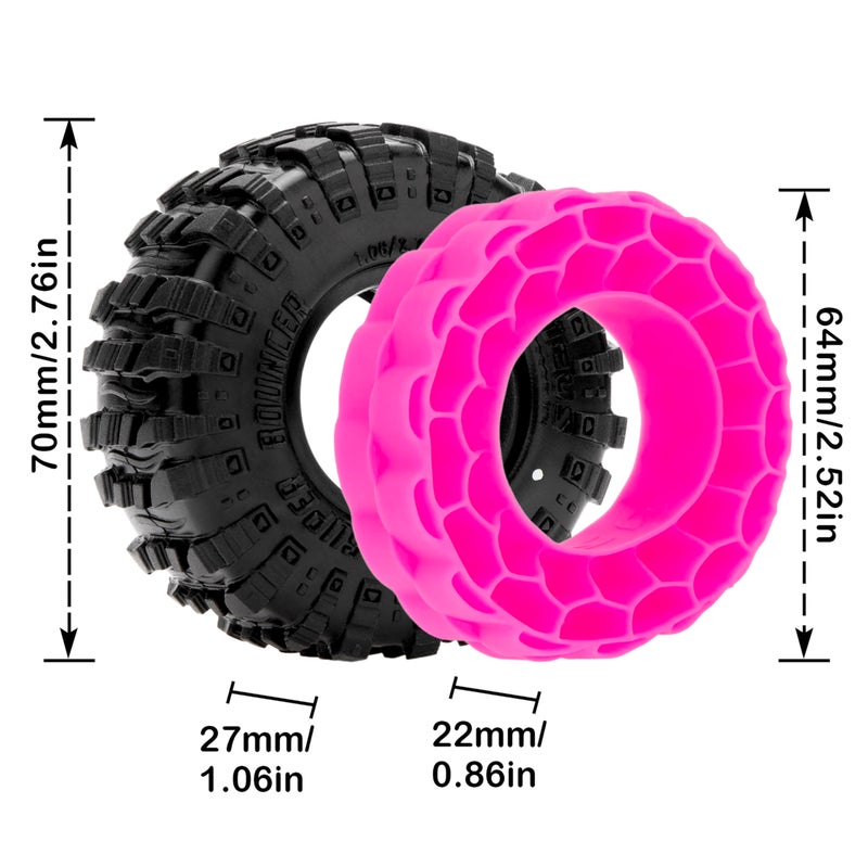 MEUS RACING 1.3" MS6 Super Bouncer Crawler Tires and Super Soft Silicone Rubber Inserts for TRX4M SCX24 FCX24 AX24 1/24 1/18 RC Crawler - Image 2