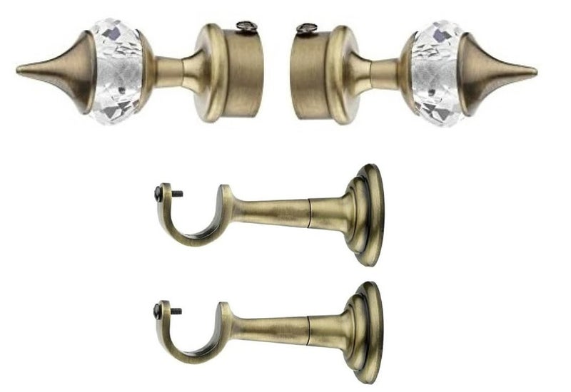 LEEZEN 40MM Crystal Curtain Knob with Rajwadi Support for 1Inch Curtain Rod Aluminium Crystal Curtain Bracket for Door Window 40MM Crystal with RAJWADI Support Pack of 1 AntiqueAntique - Image 1
