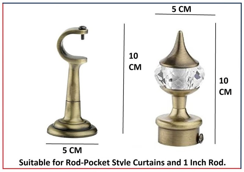 LEEZEN 40MM Crystal Curtain Knob with Rajwadi Support for 1Inch Curtain Rod Aluminium Crystal Curtain Bracket for Door Window 40MM Crystal with RAJWADI Support Pack of 1 AntiqueAntique - Image 3