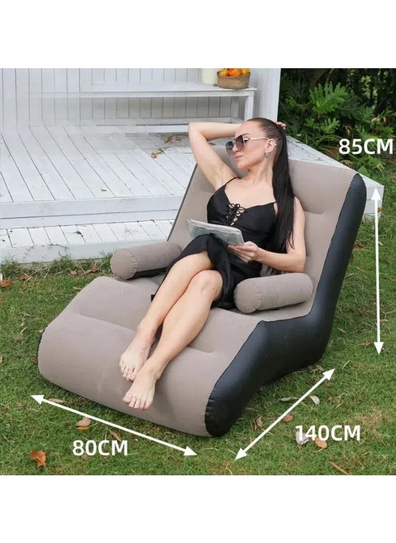General Inflatable sofa S-shaped inflatable flocking sofa new lazy inflatable sofa lunch break inflatable recliner idea  - Image 3
