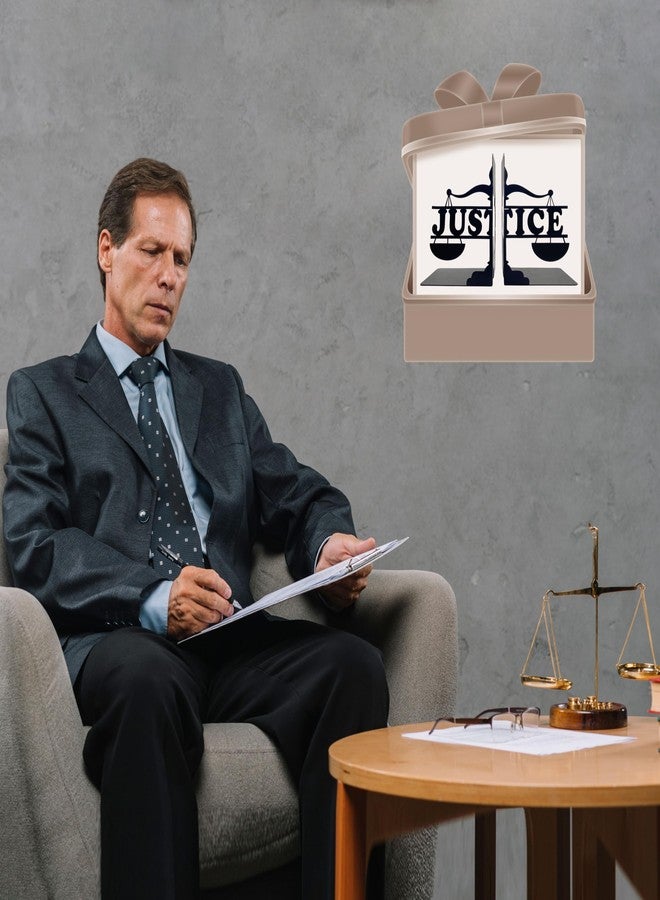 فاصلات كتب على شكل عدالة، سدادة كتب معدنية سوداء سحرية، هدايا فريدة للمحامين وأصدقاء طلاب القانون، ديكور لغرفة الدراسة أو المكتب المنزلي - Image 4