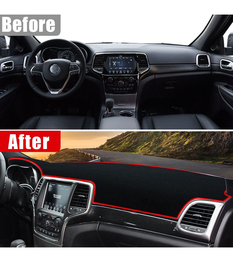 Right Hand Drive Dashboard Mat Cover For Jeep Grand 2011 2012 2013 2014 2015 2016 2017 2018 2019 Black Car Interior Mat - Image 3