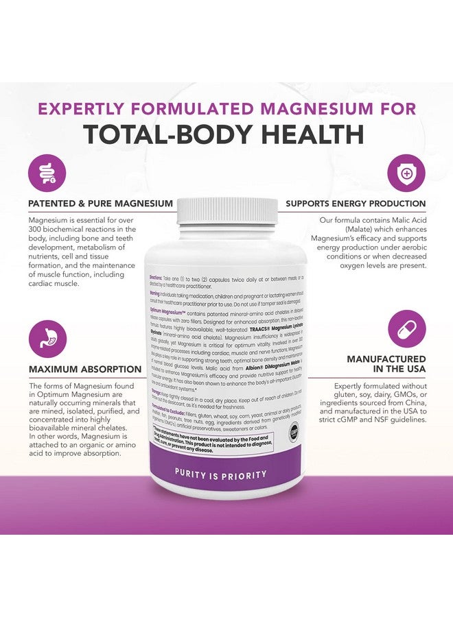Pure Therapro Rx Optimum Magnesium 240 Delayedrelease Vegan Capsules Magnesium Lysinate Glycinate Chelate & Dimagnesium Malate Formulated For Maximum Absorption Supports Bone Health And Energy - Image 4