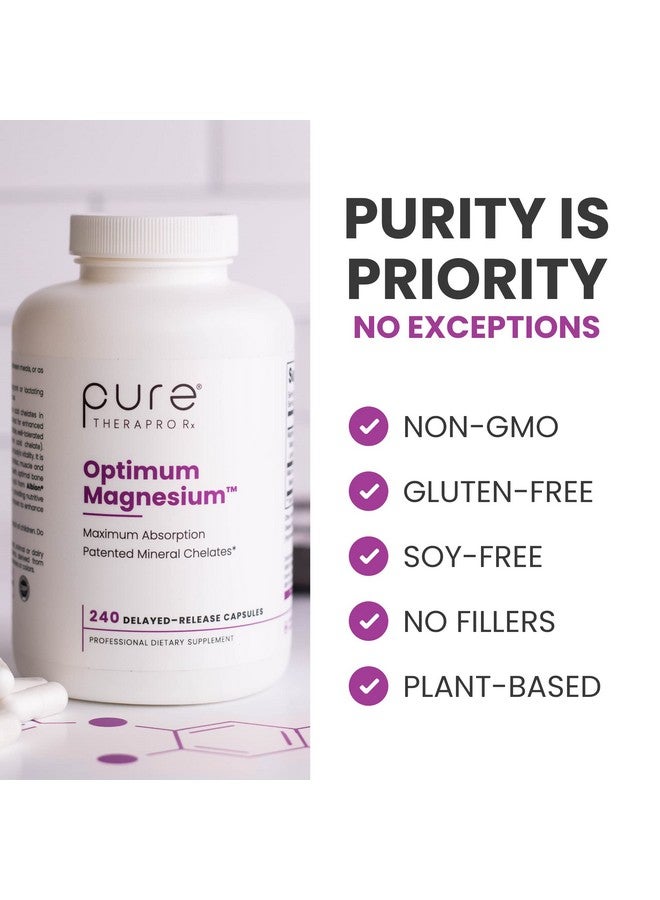 Pure Therapro Rx Optimum Magnesium 240 Delayedrelease Vegan Capsules Magnesium Lysinate Glycinate Chelate & Dimagnesium Malate Formulated For Maximum Absorption Supports Bone Health And Energy - Image 3