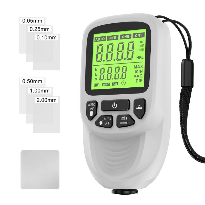 Paint Thickness Gauge: 0-2000Um Range, High Precision 1Um Resolution, Automatic Substrate Detection - Durable Compact White Paint Meter for Automotive Professionals, Painters, DIY Enthusiasts - Image 1