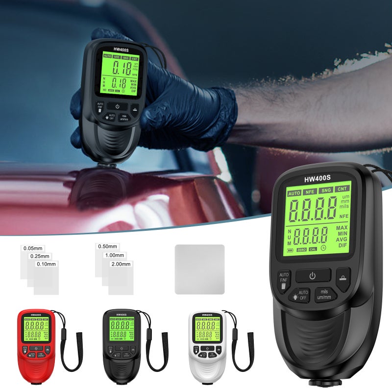 Paint Thickness Gauge: 0-2000Um Range, High Precision 1Um Resolution, Automatic Substrate Detection - Durable Compact White Paint Meter for Automotive Professionals, Painters, DIY Enthusiasts - Image 2