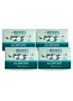 Mrs. Meyer's Clean Day Bar Soap, Use as Body Wash or Hand Soap, Made with Essential Oils, Birchwood_, 5.3 oz, 4 Bars  - Image 1