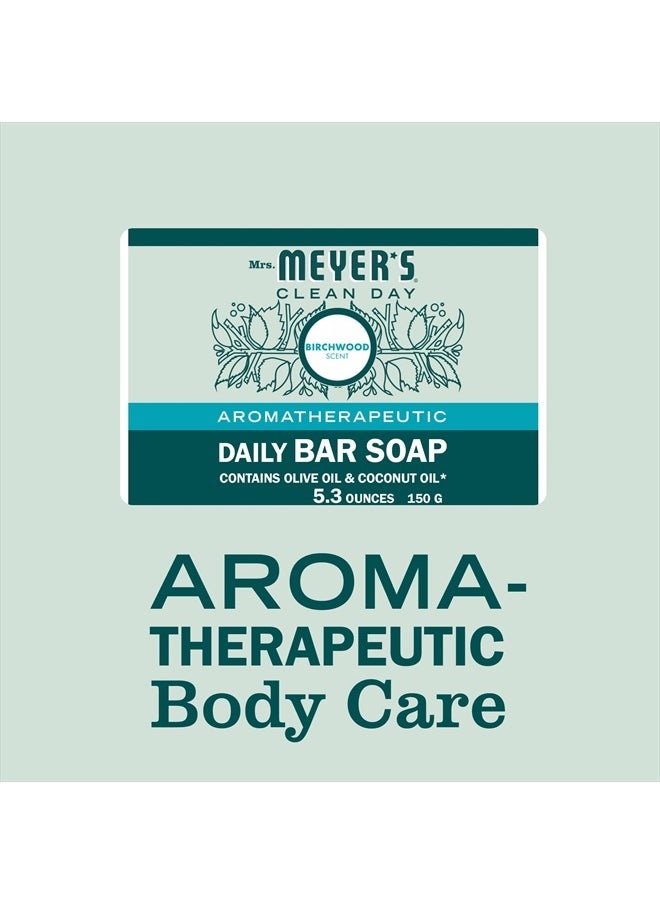 Mrs. Meyer's Clean Day Bar Soap, Use as Body Wash or Hand Soap, Made with Essential Oils, Birchwood_, 5.3 oz, 4 Bars  - Image 4