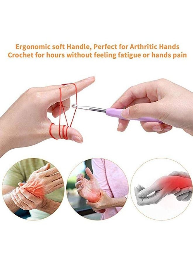 Soft Grip Handles Crochet Hooks Smooth Knitting Needles Kit Weave Yarn Set with Bag-14pcs