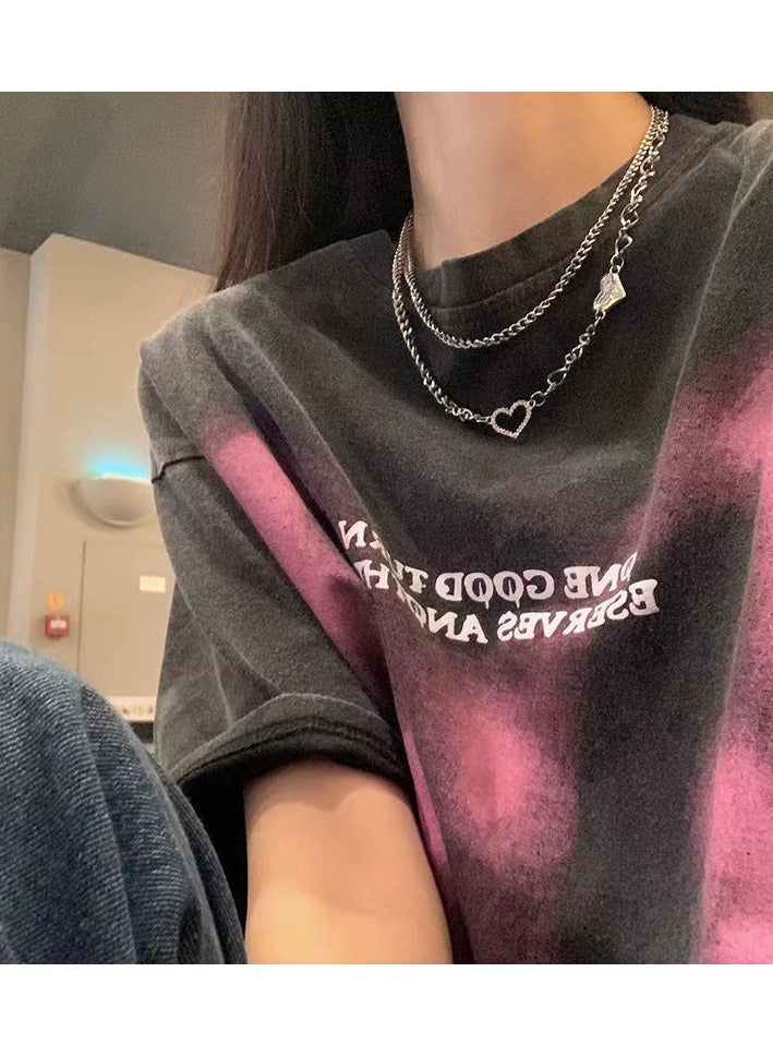 Goolsky Summer Double Layer T-Shirt Chain Necklace for Women – High-End Small-Batch Design, Chic Sweet & Cool Clavicle Accessory - Image 2