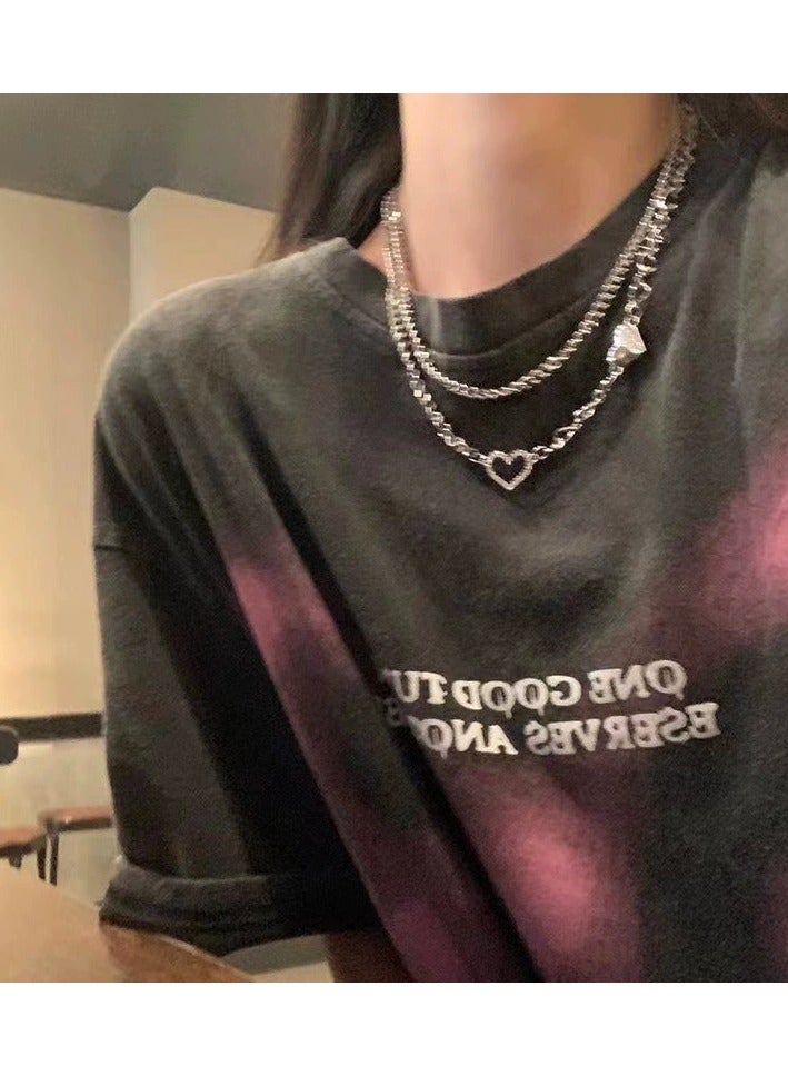 Goolsky Summer Double Layer T-Shirt Chain Necklace for Women – High-End Small-Batch Design, Chic Sweet & Cool Clavicle Accessory - Image 3