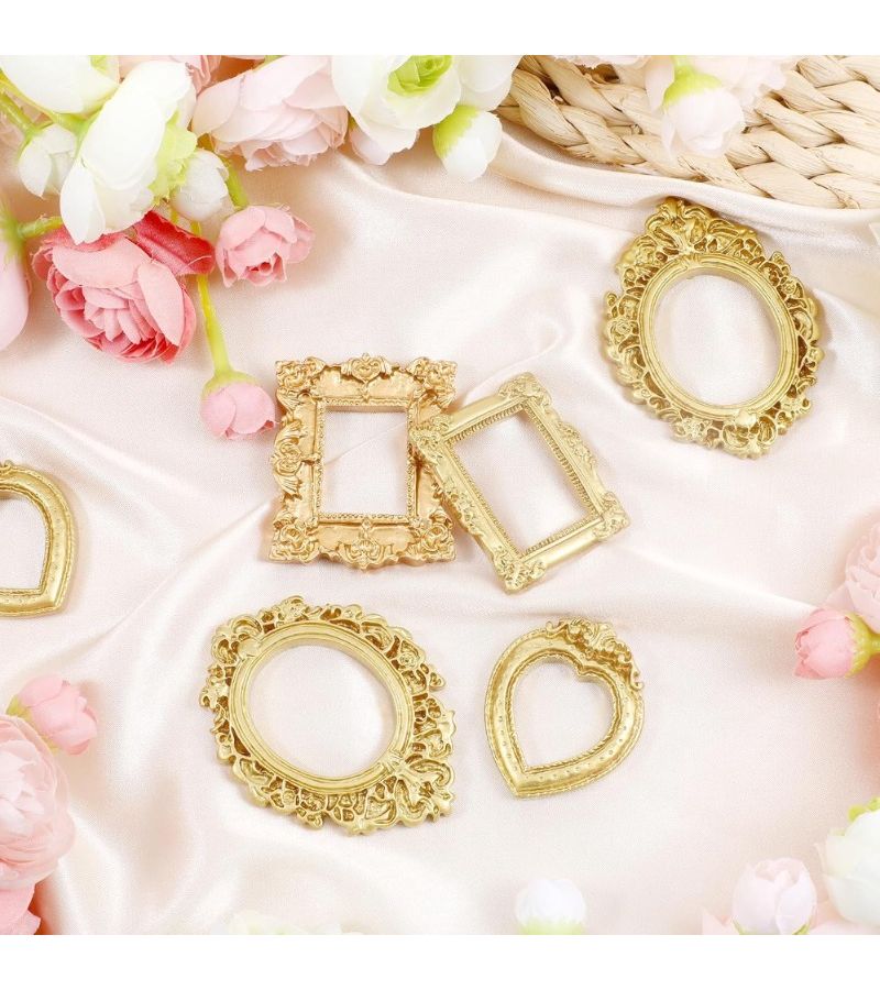 24pcs Vintage Ornate Mini Photo Frames 4 Style Jewelry Display Stands For Wedding Decor - Image 3