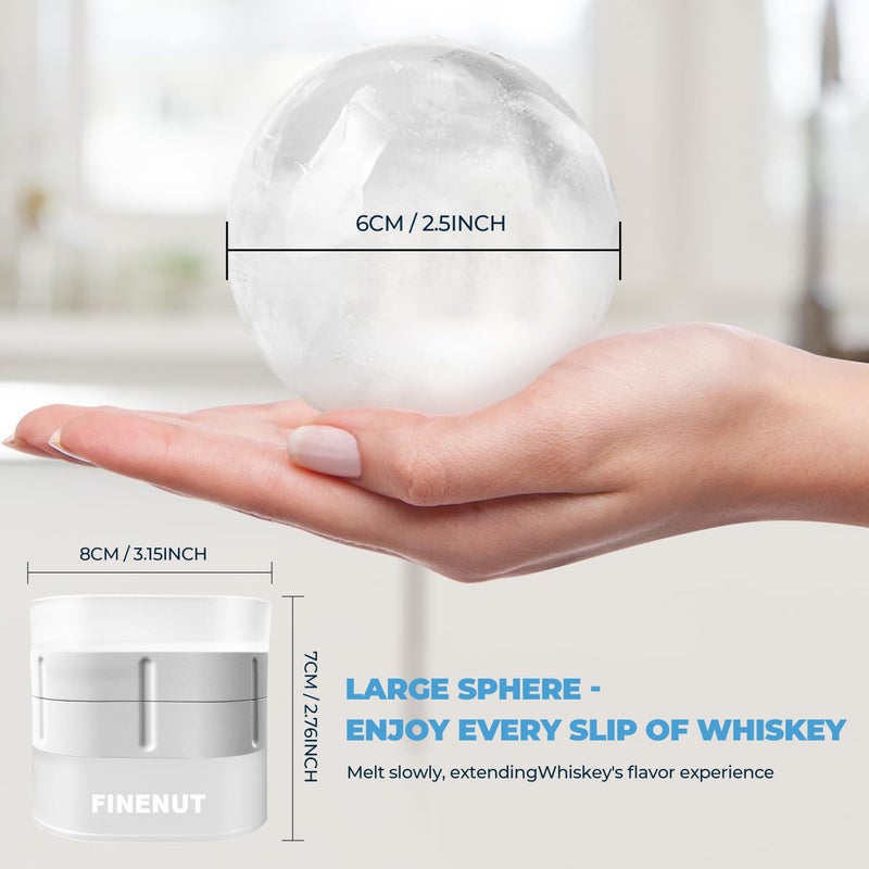 FINENUT Silicone Ice Ball Mold with Lid, 4 Pack â€“ 2.5 Inch Large Sphere Round Ice Maker, Easy Release BPA-Free Silicone Trays for Whiskey & Cocktails, Home Bars & Freezer (Multicolor-Premium) - Image 2