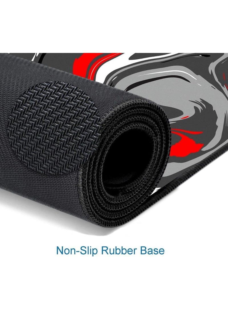 Arabest Large Mouse Pad for Desk - Black Red White Ink Liquid Waves Desk Pad, Abstract Waves Large Gaming Mouse Pad with Non-Slip Base and Stitched Edge  - Image 2