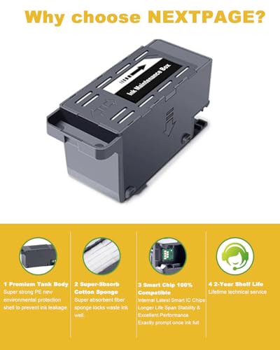 NEXTPAGE Remanufactured Ink Maintenance Box Replacement for Epson C12C934591 Work for ET-8550 ET-16600 ET-5850 ET-5800 ET-16650 ET-8500 WF-7840 WF-7820 ET-5880 WF-7310 ST-C8000 Printer - 2 Pack - Image 4