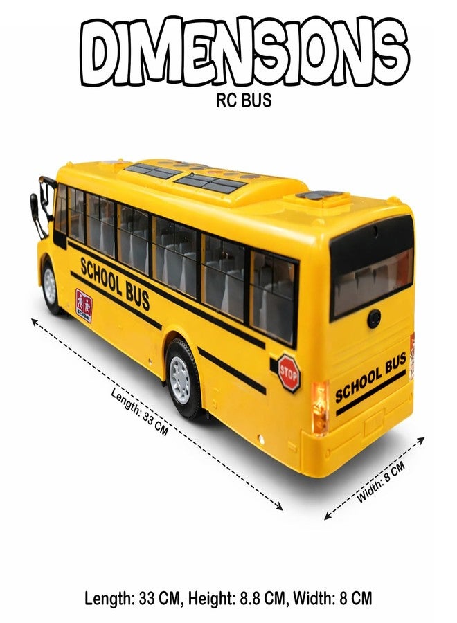 SMART BOY Rechargeable Remote Control School Bus Toy Car for Kids with Music & LED Lights, Steering Wheel RC Bus Anti-Skid Rubber Tires, Type-C Charging, 4WD Control Gift for Boys & Girls 7778 Yellow - Image 3