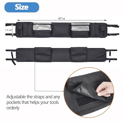 Coco UTV Roll Cage Organizer, Universal Fits Most Full-size UTVs for Polaris Ranger Yamaha, 47"L (Black) - Image 3