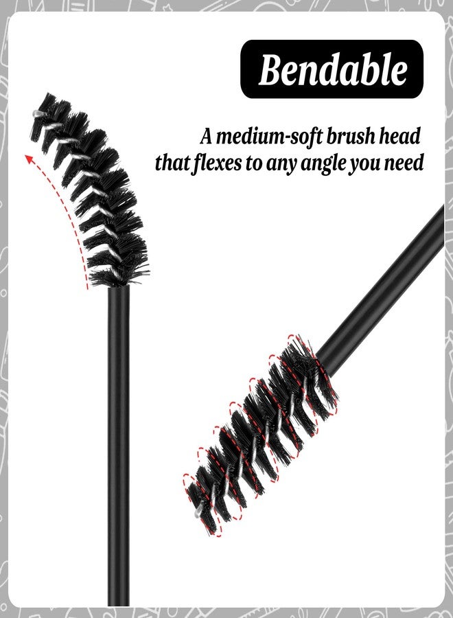 EWVVSS 600-Pcs Mascara Wands Disposable Eyelash Brush with Container Spoolies for Eyebrows Extensions(Black) - Image 4