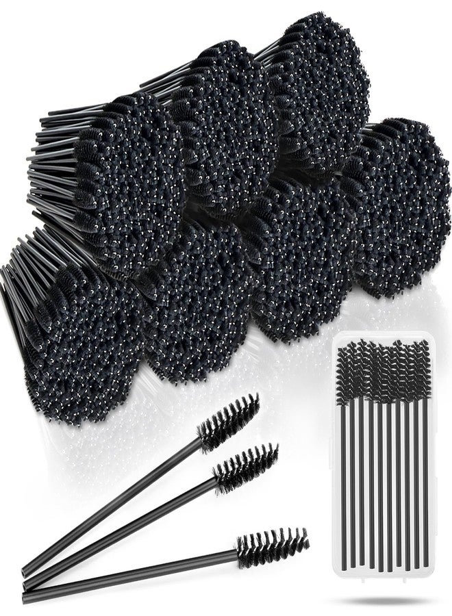 EWVVSS 600-Pcs Mascara Wands Disposable Eyelash Brush with Container Spoolies for Eyebrows Extensions(Black) - Image 1