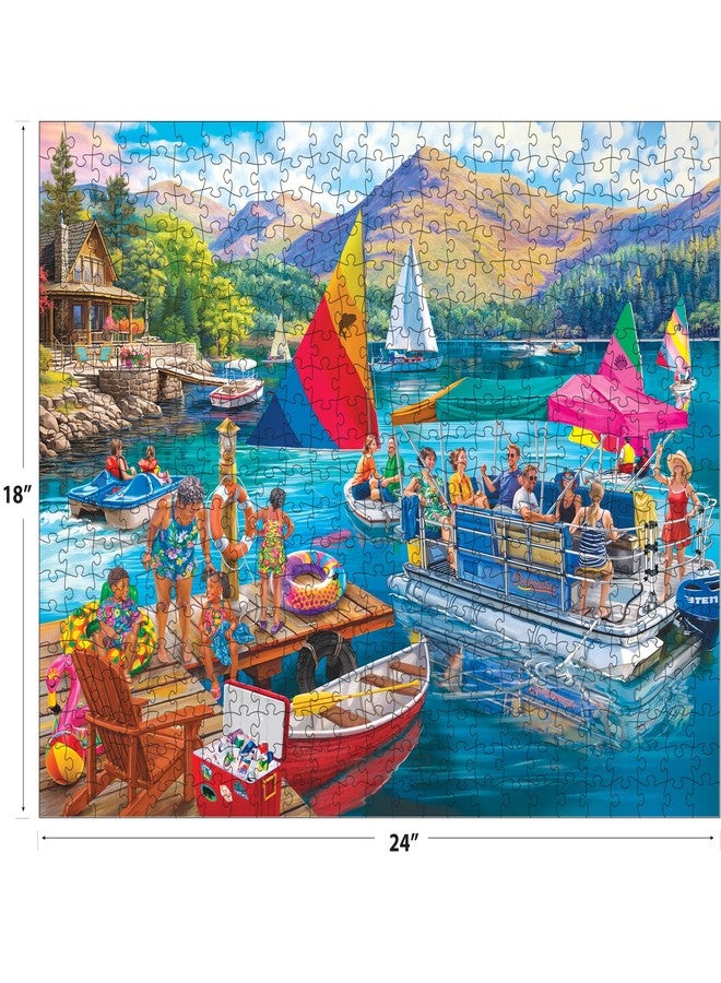 RoseArt - Bigelow Illustrations - Boater's Lake 500 Piece Jigsaw Puzzle, Summer Lake Puzzle for Adults - Image 4