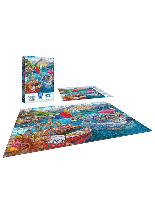 RoseArt - Bigelow Illustrations - Boater's Lake 500 Piece Jigsaw Puzzle, Summer Lake Puzzle for Adults - Image 3