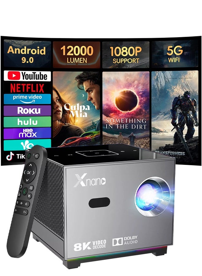 Xnano 300ANSI Projector 8K/4k WiFi 5G Voice Remote Portable Smart Movie Projector with LED Lighting BT5.0 Bulit-in More Apps 