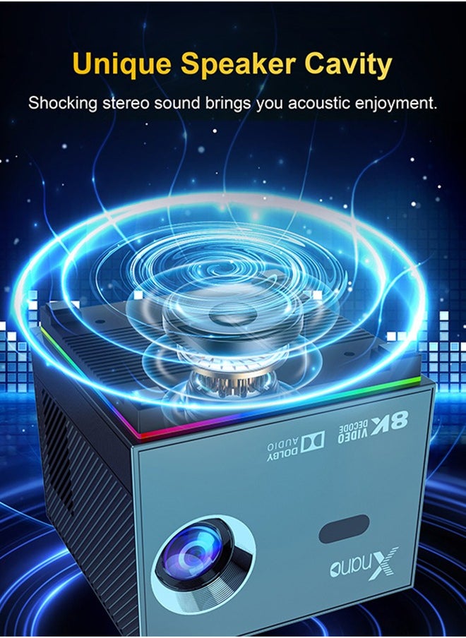 Xnano - 300ANSI Projector 8K/4k WiFi 5G Voice Remote Portable Smart Movie Projector with LED Lighting BT5.0 Bulit-in More Apps - Image 1