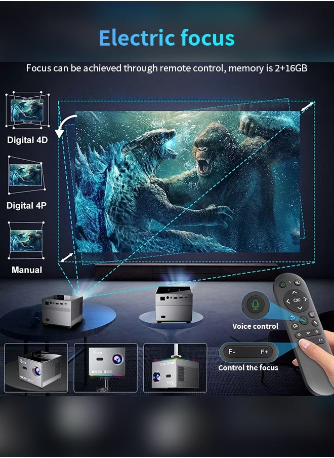 Xnano - 300ANSI Projector 8K/4k WiFi 5G Voice Remote Portable Smart Movie Projector with LED Lighting BT5.0 Bulit-in More Apps - Image 1