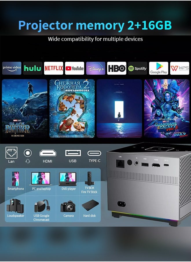 Xnano - 300ANSI Projector 8K/4k WiFi 5G Voice Remote Portable Smart Movie Projector with LED Lighting BT5.0 Bulit-in More Apps - Image 1