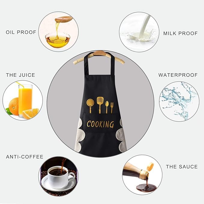 BeFall Kitchen Apron with Hand Wiping Towels, Waterproof, Oilproof, Adjustable Straps, Large Pockets, Durable Cooking Apron for Men & Women – Chef, BBQ, Baking, and Kitchen Essentials - Image 3