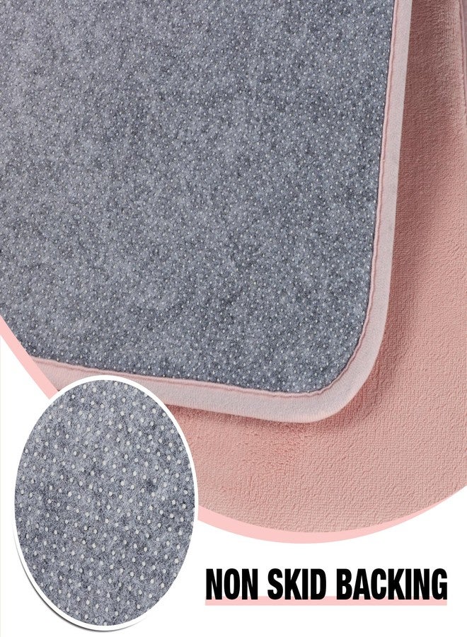 PAGGED Pink Memory Foam Bath Runner Mat Long Narrow Bathroom Rug Microfiber Bathroom Carpet Non Slip Soft Absorbent Washable Bathrug,16" x 47" - Image 4