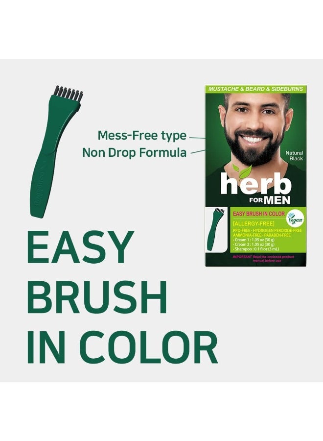 HerbForMen عشب للرجال، صبغة شارب ولحية خالية من PPD والأمونيا، مكونات طبيعية نباتية، بدون رائحة، لا مزيد من تهيجات الجلد من الصبغ للبشرة الحساسة - أسود طبيعي. - Image 3