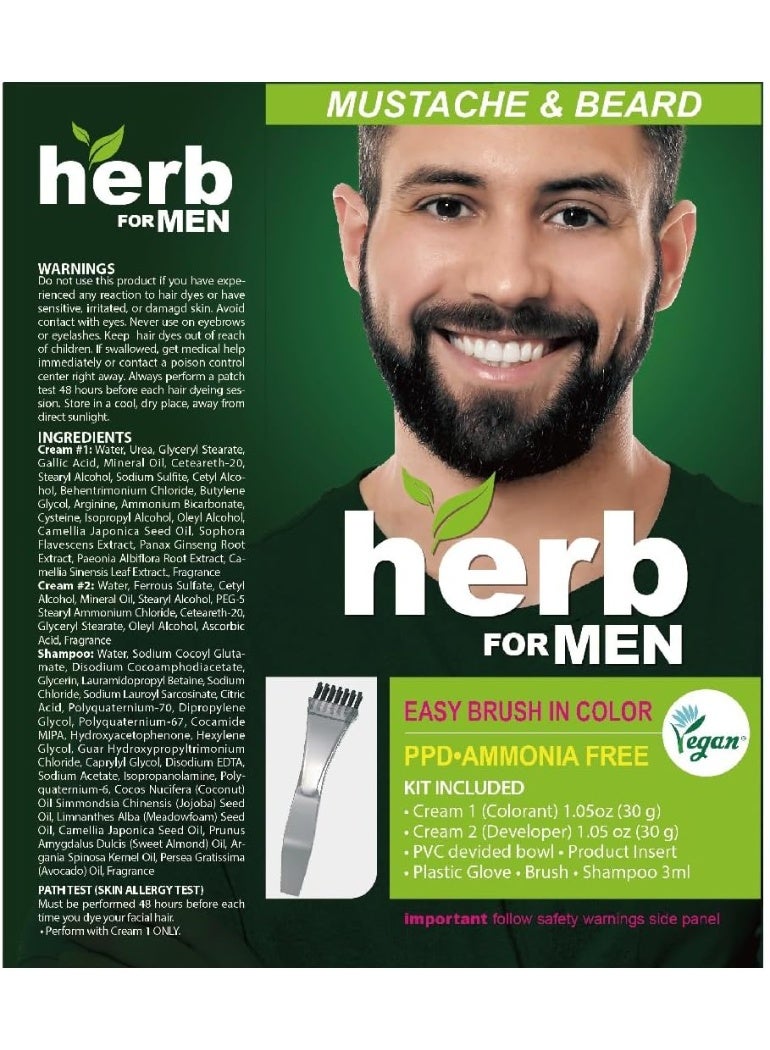 HerbForMen عشب للرجال، صبغة شارب ولحية خالية من PPD والأمونيا، مكونات طبيعية نباتية، بدون رائحة، لا مزيد من تهيجات الجلد من الصبغ للبشرة الحساسة - أسود طبيعي. - Image 5