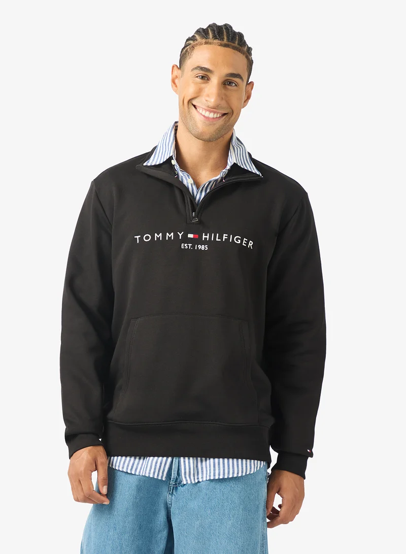 تومي هيلفيغر Logo Embroidery Half-Zip Jumper