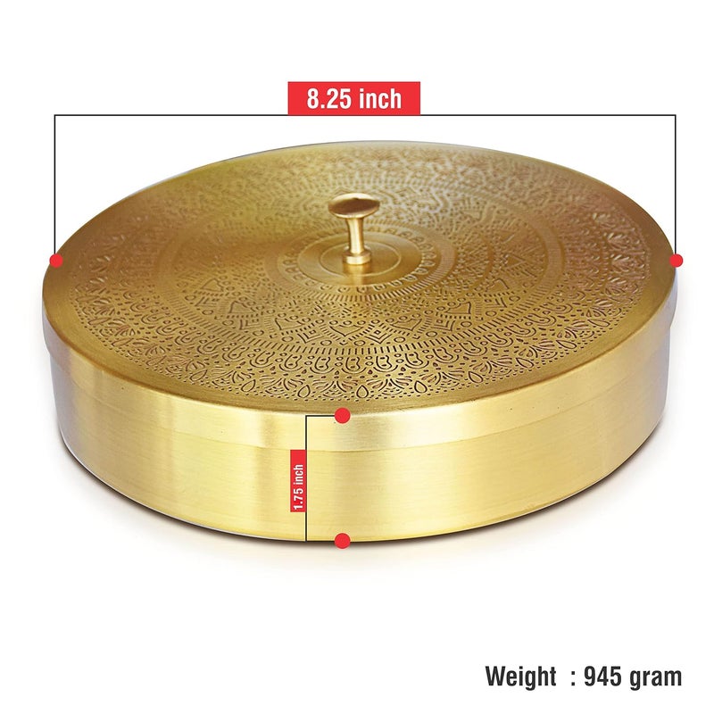 Pure Source India Brass Spice Box Set For Kitchen With Spoon (7 Containers,125 ml Each) with 7 spoon - Image 3