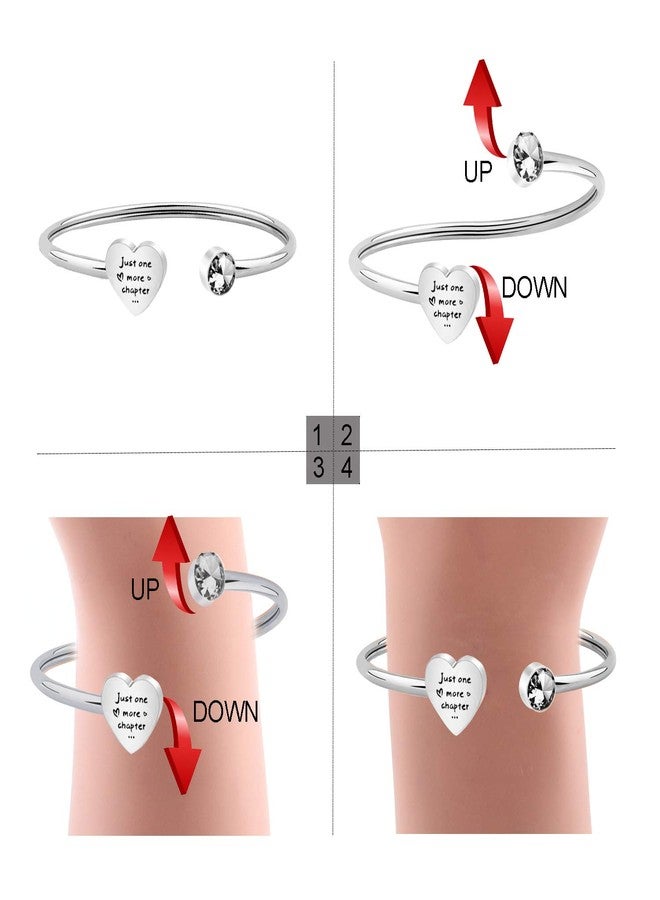 PLITI Bookworm Gift Just One More Chapter Open Cuff Bangle Book Lover Reader Librarian Teacher Jewelry Gift (Just One More Chapter Bracelet) - Image 3