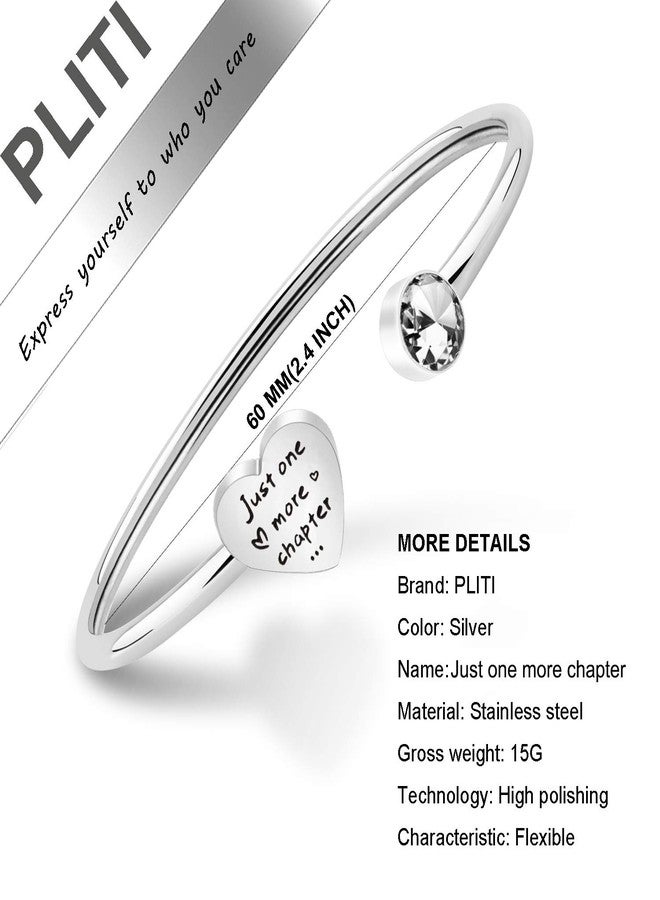 PLITI Bookworm Gift Just One More Chapter Open Cuff Bangle Book Lover Reader Librarian Teacher Jewelry Gift (Just One More Chapter Bracelet) - Image 2